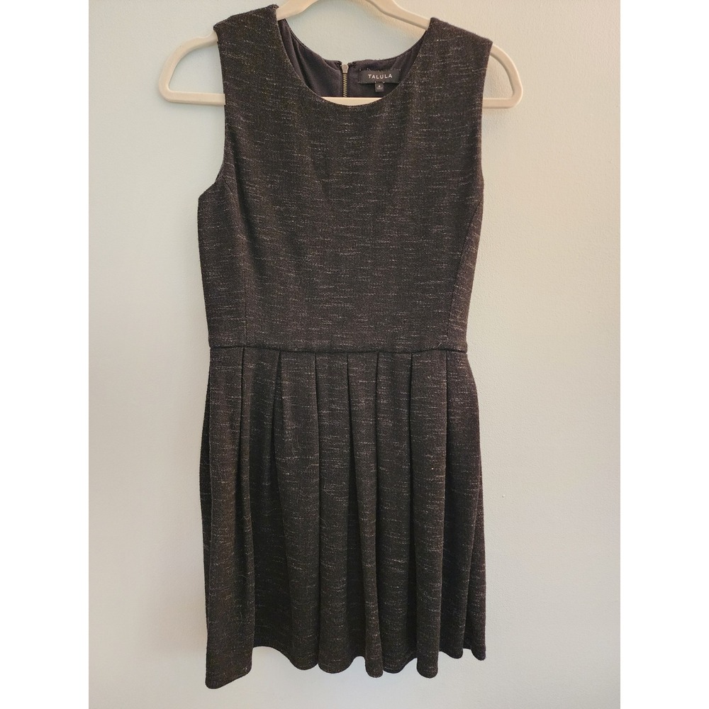 Talula Aritzia Charcoal Grey Marled Sleeveless Pleated Fit and Flare Dress‎ 6